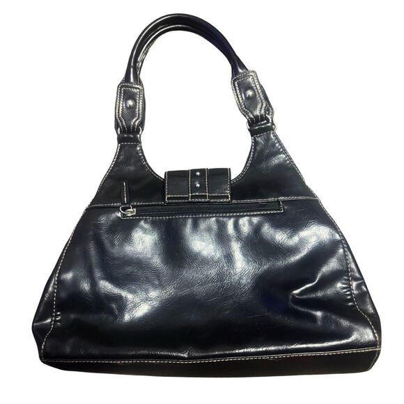 Black & Silver Studded Alt Goth Y2K Western Cowgirl Punk Faux Leather Hobo Bag - Picture 2 of 7